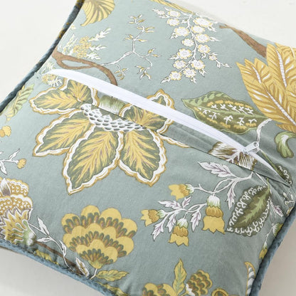 NEWLAKE Bohemian Floral Style Cotton Throw Pillow Covers with Real Stitched Embroidery (2 Pieces, 18X18 Inch)