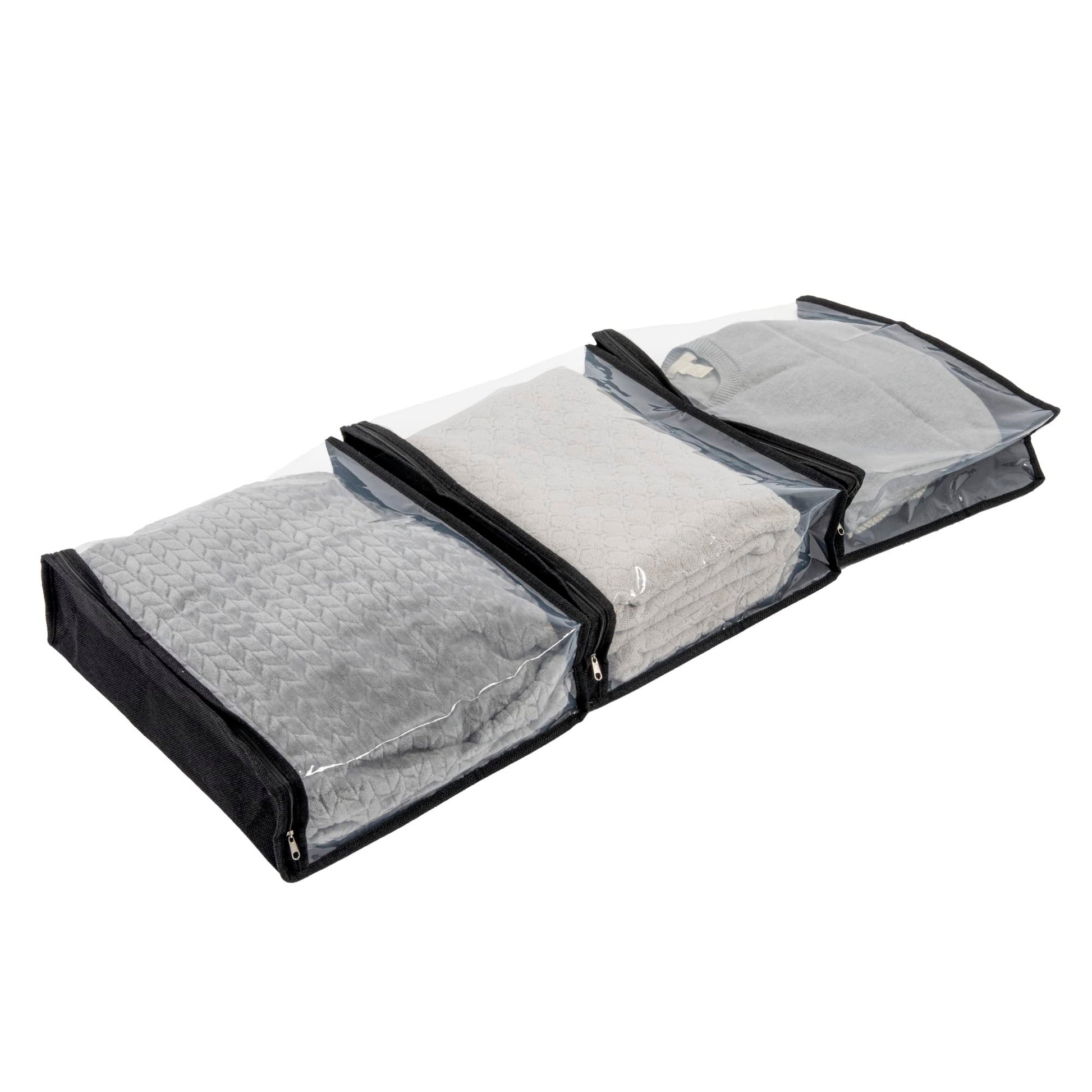 Household Essentials Under Bed Zippered Sweater Storage Bags with Clear Vision Panel, Set of 3