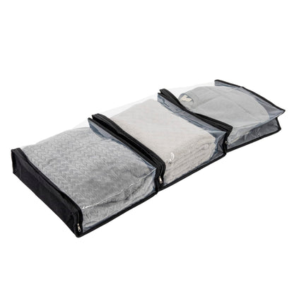 Household Essentials Under Bed Zippered Sweater Storage Bags with Clear Vision Panel, Set of 3
