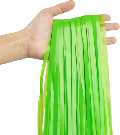 Lime Green Streamers Party Backdrop - GREATRIL Tinsel Curtain for St Patrick's Day/Frog/Wizard - 3.2ft X 8.2ft - 2 Packs