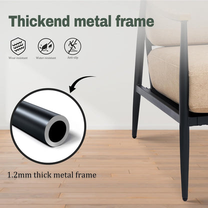 Modern Accent Chairs Set of 2 for Living Room Bedroom Mid Century Arm Chairs Upholstered Office Accent Chairs Comfy Waiting Room Chairs with Metal Frame, Khaki