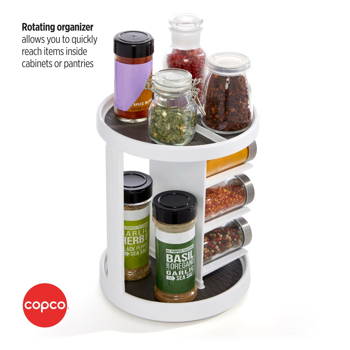 Copco 2-Tier Lazy Susan Turntable Organizer for Cabinet, Pantry, and Counter - Rotating Vitamin