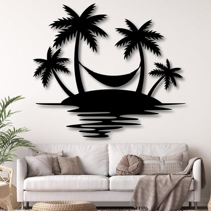 Palm Tree Metal Wall Decor,Palm Tree Outdoor Wall Art,Tropical Palm Tree Wall Decorations for Living Room,Outdoor Wall Decorations for House(24"×21",White)
