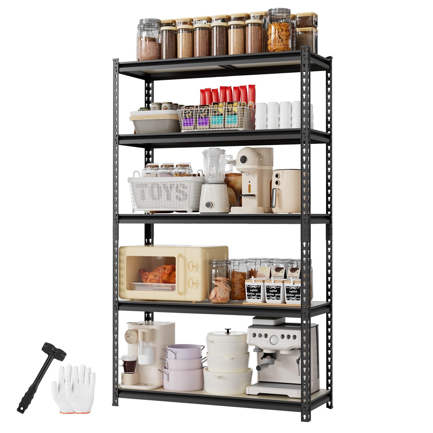 WORKPRO 5-Tier Storage Shelf, 72" H Heavy Duty Adjustable Garage Shelving Unit 2180LBS Capacity