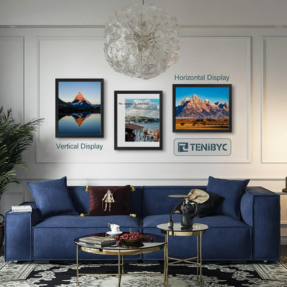 16x20 Picture Frame Set of 3 - Black Woodgrain, Solid Wood, HD Tempered Glass, Wall Gallery Poster Frame