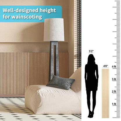 Art3d WPC Wainscoting Panels, 16-Pack 48 x 6 Inch 3D Wall Accents for Interior Wall Decor, Living Room, Bedroom, Oak