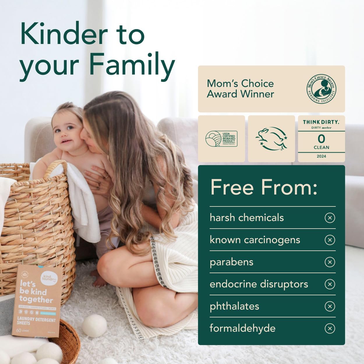 Kind Laundry Detergent Sheets with Stain-Fighting Enzymes - Plant Powered Eco-Friendly Laundry Soap Sheets - Home or Travel Laundry Detergent - Ocean Breeze, 120 Loads (Mom's Choice Award Winner)