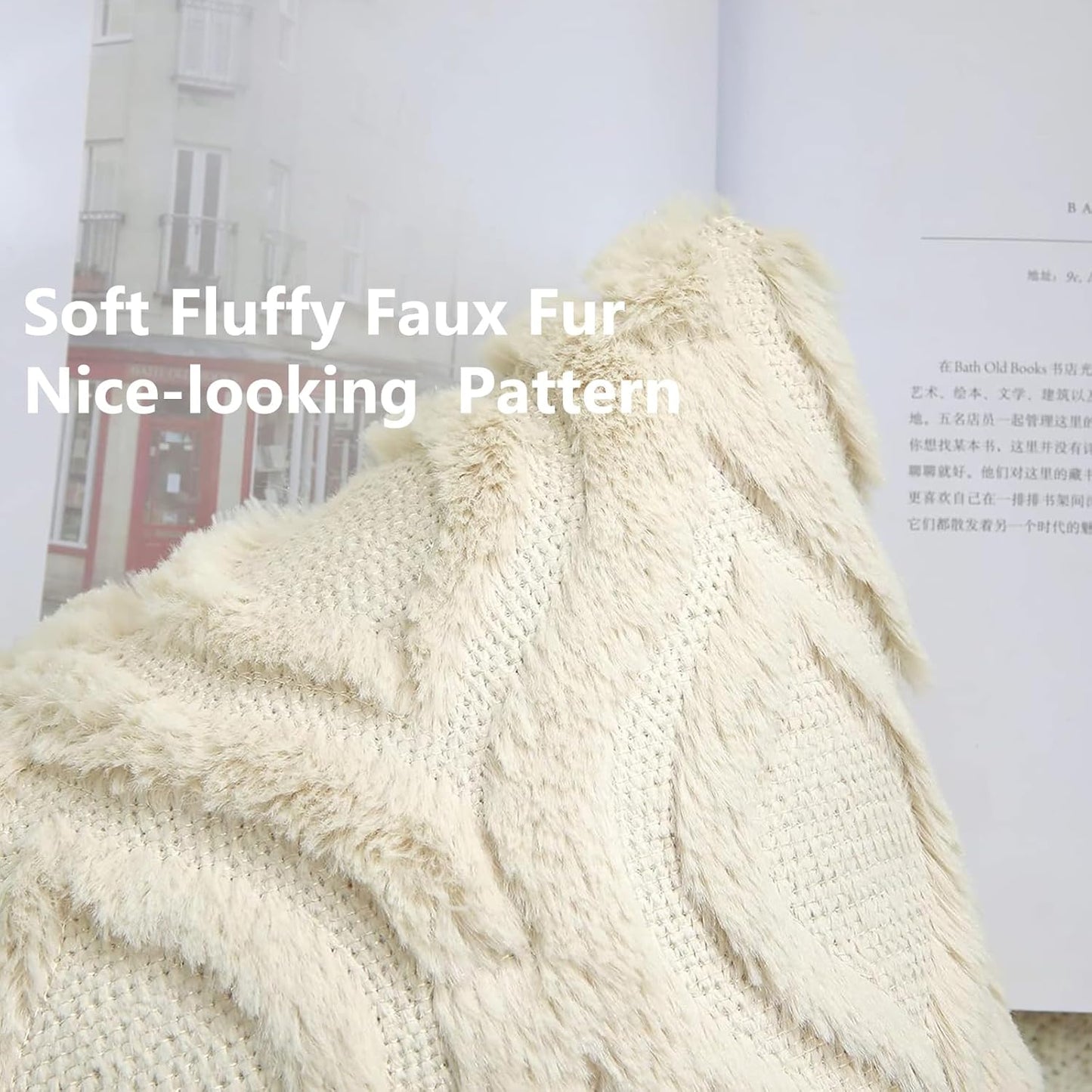 decorUhome Fall Throw Pillow Covers 26x26 Inch Set of 2, Soft Plush Decorative Faux Fur Beige Solid Couch Pillow Covers, Accent Farmhouse Neutral Square Euro Pillow Cases for Sofa Bed Living Room