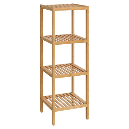 SONGMICS 4-Tier Bamboo Shelf, Narrow Bathroom Shelf, Standing Towel Rack, Corner Rack, for Kitchen