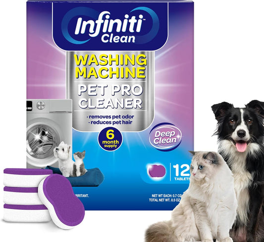 Washing Machine Cleaner Tablets 12 Pack, Formulated for Pet Owners, 8.5oz Washer Machine Cleaner