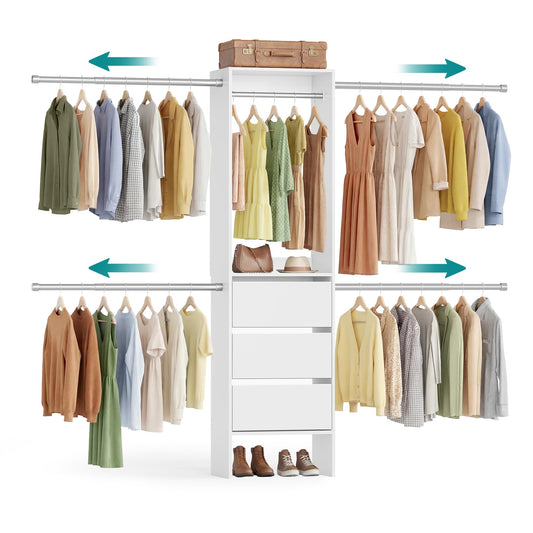 SONGMICS Closet System, Customizable Walk-In Closet Organizer System with Adjustable Hanging Rods
