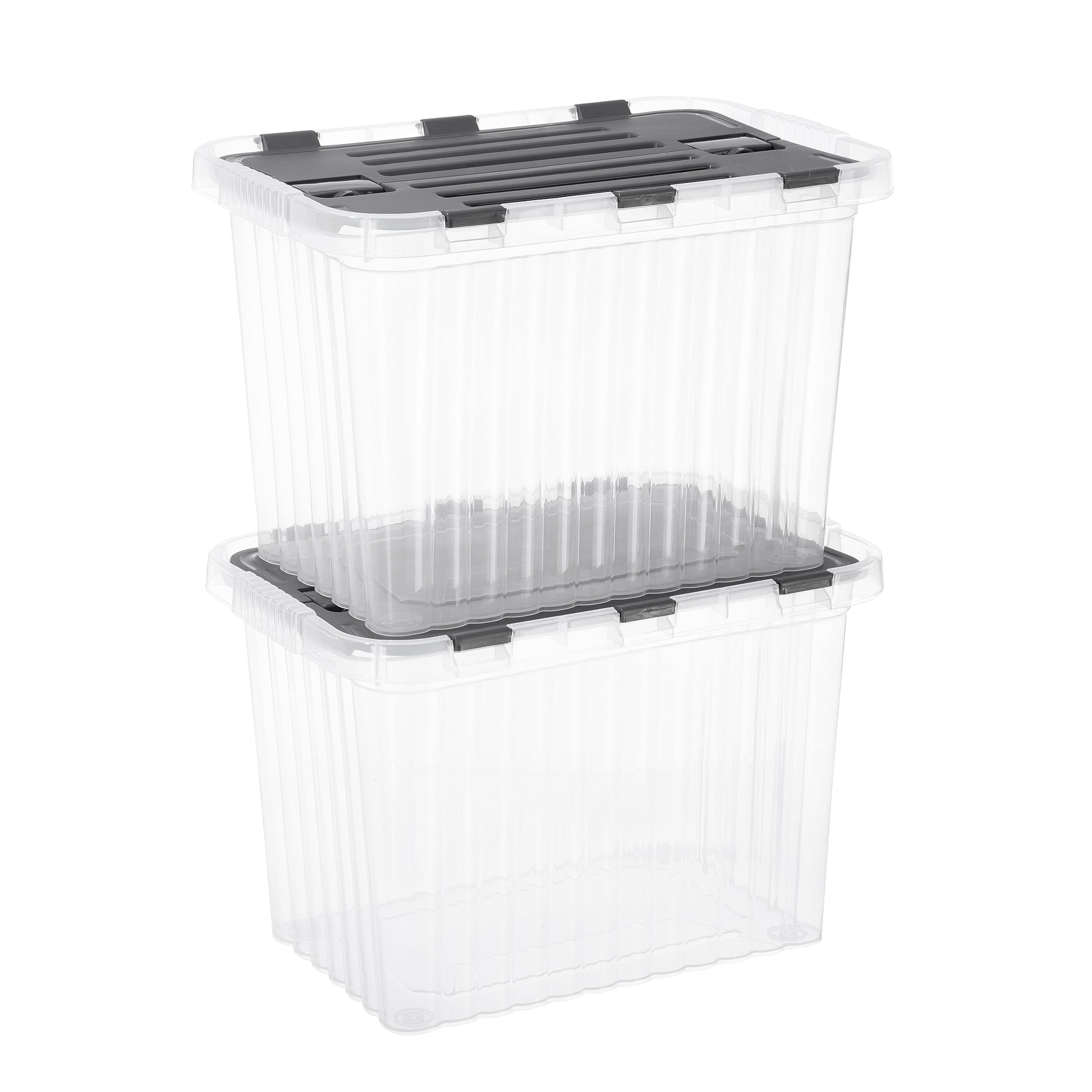 Superio Storage Bins with Lids, Clear Plastic Containers for Organizing, Stackable Totes, BPA Free