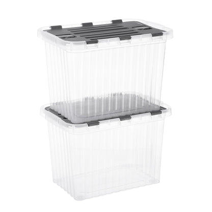Superio Storage Bins with Lids, Clear Plastic Containers for Organizing, Stackable Totes, BPA Free