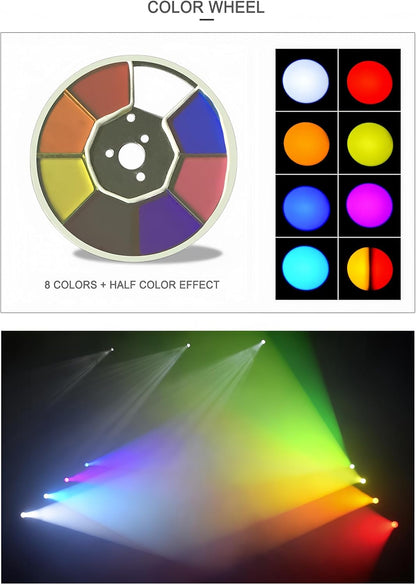 DJCLUB Stage Lights LED Mini Moving Head DJ Light Lyre Projection 60W DJ Spot Lights with 7 Colors 8 Gobos Spotlight DMX 512 with Sound Activated for Disco Home Party Wedding Nightclub