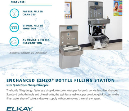 Elkay LZS8WSSP Enhanced Bottle Filler & Single ADA Cooler Refrigerated Stainless High Capacity Lead Drop Down Wrapper