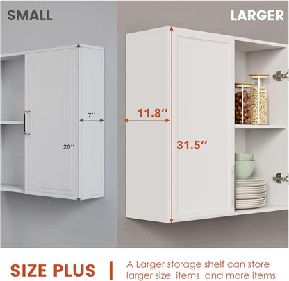 FIMELLO 30" Laundry Room Cabinets Wall Mounted,White