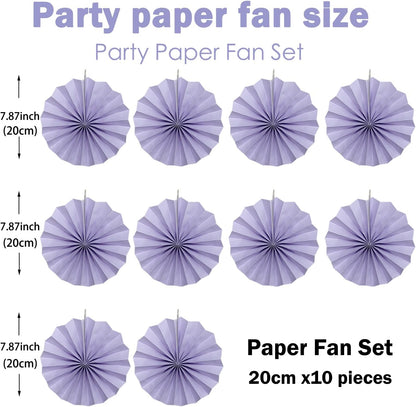 Purple Birthday Decorations,DIY Purple Paper Fans Hanging Decoration ,Party Decorations for Adults 8in,Little Mermaid Party Decor,Baby Shower Decorations 30 Color DIY Set (Light Purple)