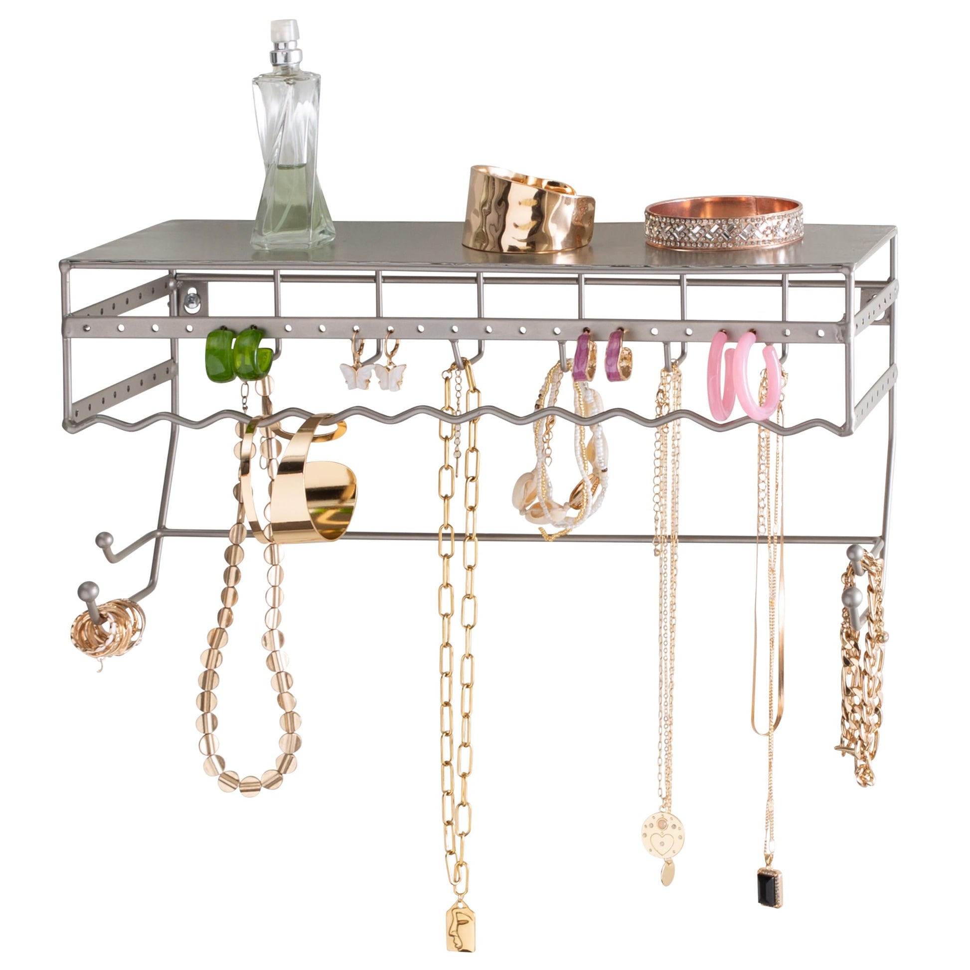 Simplify Wall Mounted Jewelry Organizer | Dimensions: 14.6"x 3.9"x 7.5" | 1 Tier | Home
