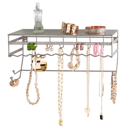 Simplify Wall Mounted Jewelry Organizer | Dimensions: 14.6"x 3.9"x 7.5" | 1 Tier | Home