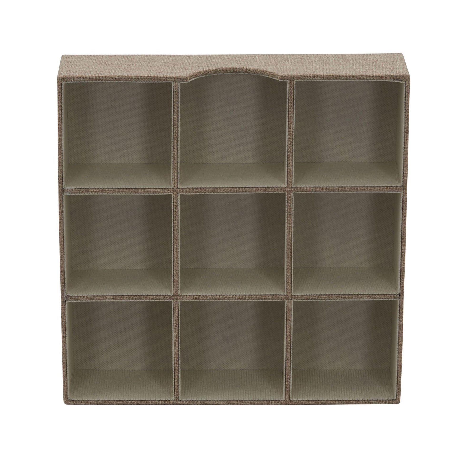 Household Essentials Brown 723-1 Deep 9 Section Drawer Organizer Box for Storage | 12 in x 12 in