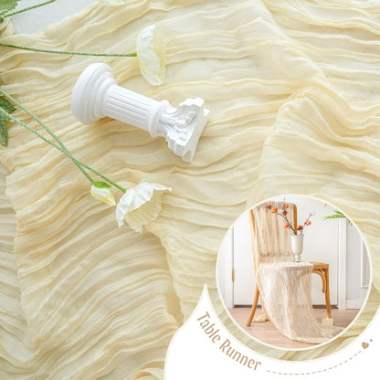 Sioloc 1 Pack Beige Cheesecloth Table Runner Fall Autumn Decor for Home 10ft Table Cloth for Tea Wedding Birthday Party Baby Bridal Shower Halloween Thanksgiving