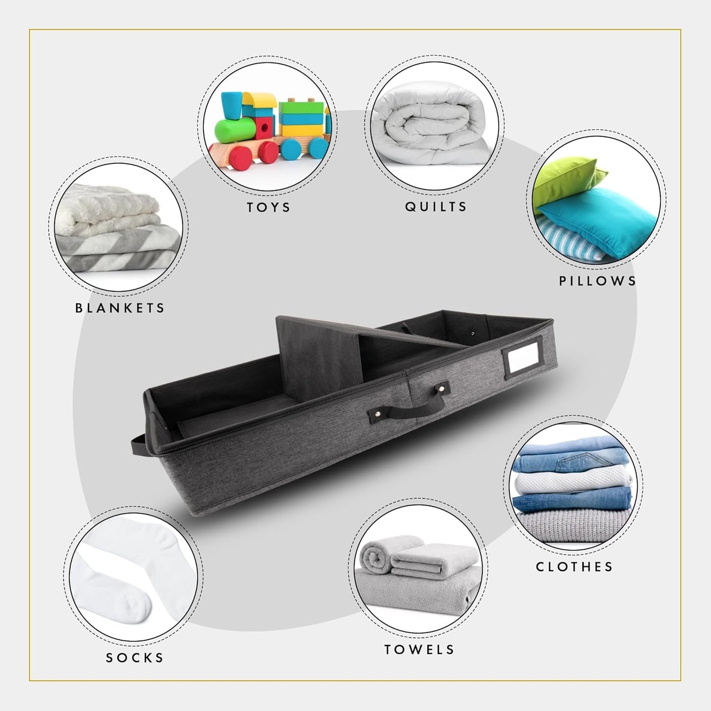 HOMELUX THEORY 2pc Low Profile Under Bed Storage Containers, Thin Under Couch Storage Organizer with Bins & Lids, Underbed Storage Box Ideal for Seasonal Clothes, Blankets, Fabric & Shoes (Dark Gray)