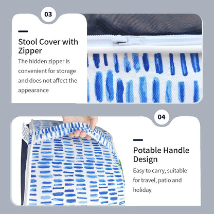 Inflatable Ottoman Stool D21 xH9 for Outdoor/Indoor Use, Water Repellent Patio Foot Rest Stool with Portable Handle,Round Pouf Ottoman Suitable for Garden,Deck and Camping - Pebble Blue