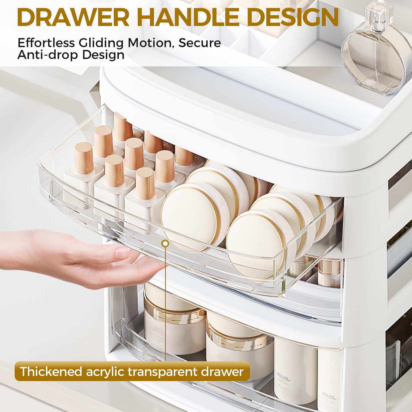 Rolling Cart with 6 Drawers, Clear Plastic Drawer Organizers, Vanity Cart