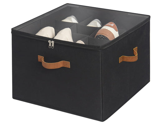 StorageWorks 16-Pair Closet Shoe Organizer with Adjustable Dividers, Black