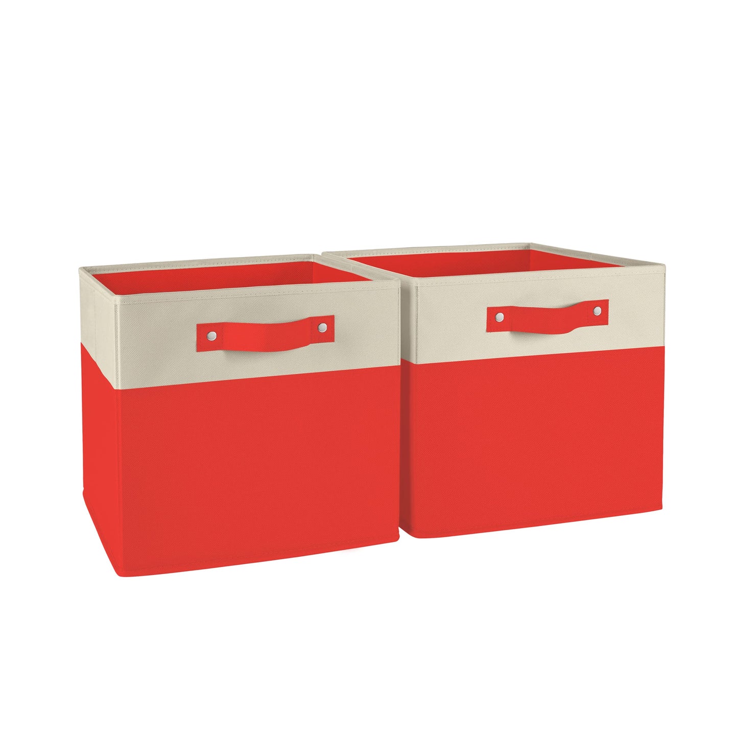 RiverRidge Two-Tone Folding Storage Bins - 2-pack of 10in Tall Red Cubes