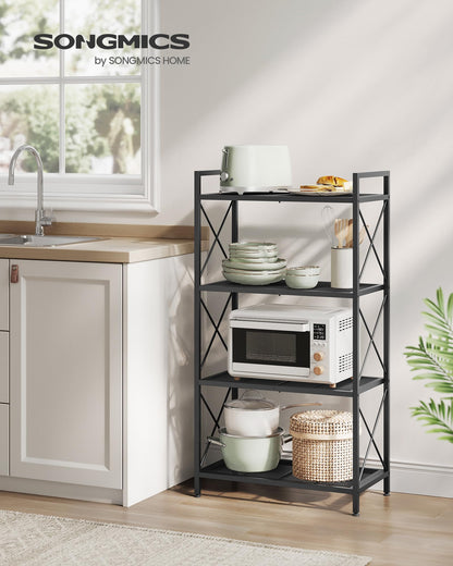 SONGMICS 4-Tier Metal Storage Rack, Shelving Unit with X Side Frames