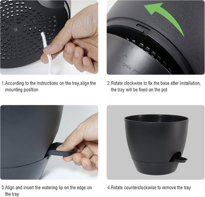 10 Inch Self Watering Hanging Pots, 2 Pack Hanging Planters with 40oZ Deep Reservior for Indoor Outdoor Plants Flowers, Black