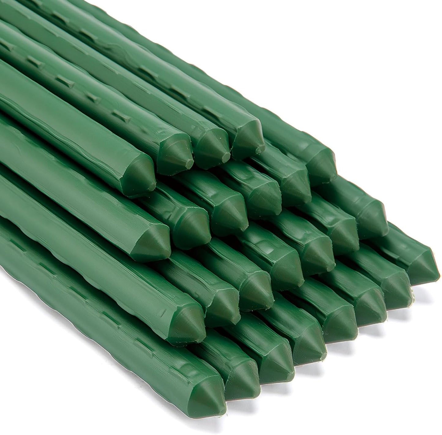 Premium Garden Stakes 58 Inch 5ft 25 Pack, Heavy Duty Tomato Plant Stakes for Outdoor Plants, Rust Resistant Metal Garden Poles and Sticks for Vegetables, Flowers, and Climbing Plants (green, 58 Inch)