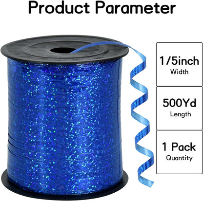 BEISHIDA 500 Yards Blue Crimped Curling Ribbon Balloon String, Shiny Metallic Ribbon Roll for Gift Wrapping for Birthday Party Festival Art Craft Decor Florist Flowers Decoration