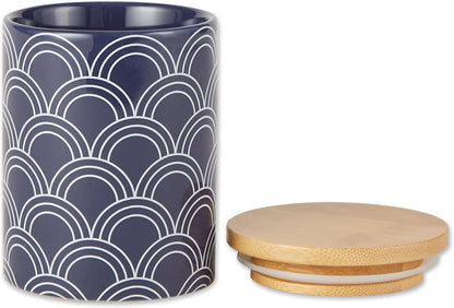 DII Kitchen Ceramics Collection, Canister Set, Mixed Print, Nautical Blue, 3 Piece