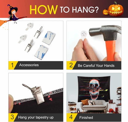 ADDWel Blacklight Skull Tapestry, Black Psychedelic Tapestry Glow In The Dark, UV Reactive Black Light Tapestries Posters Wall Hanging for Bedroom Living Room Dorm Party Backdrop Decor(60 * 80inches)