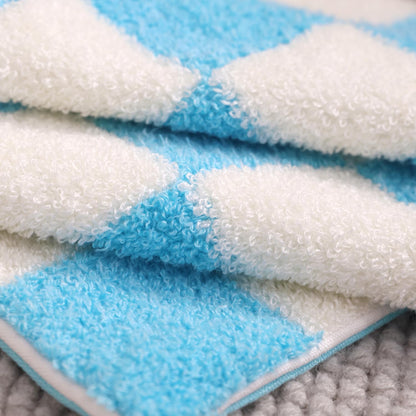 Alysheer Checkered Embroidered Decorative Throw Pillow Covers 18"x 18" Set of 2, Classic Accent Designer Blue White Plaid Patterned Cotton Cushion Cases for Sofa Couch Bed Living Room Outdoor Decor