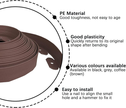 Landscape Edging 33FT, 2in Tall Garden Edging with 30pcs Anchoring Spikes Flexible Edging for Landscaping, Lawn Edging, Paver, Flower Bed Edging Borders, Brown