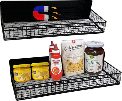 Bruda 2 Pack Large Magnetic Shelves Spice Rack Organizer for Washing Machine, Fridge, Refrigerator, Oven, Coffee Maker, Metal Peg Board 009