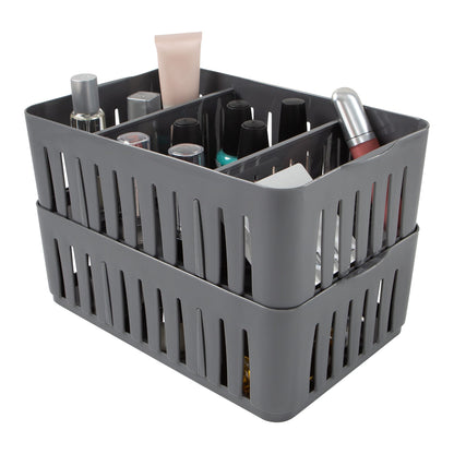 Simplify 4 Pack 3 Compartment Stackable Bin with Adjustable Dividers | Drawer Organizer | Storage