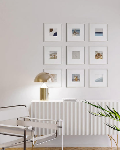 HAUS AND HUES Solid Oak Wood 10”x10” Picture Frames Matted to 5”x5” Set of 9-10 x 10 Gallery White Frames, Square 10x10 Picture Frames, 10x10 Frames with Mat, White Frames for Gallery Wall