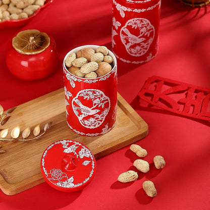 Porlien Bird Porcelain 15-ounce Canisters Set of 2, Food Storage Containers with Lid for Coffee Beans, Tea, Condiments & Nuts, Gifts for Mothers'Day