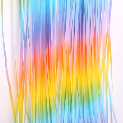 3 Pack Foil Fringe Backdrop - PastelRainbow Shiny Tinsel Curtains for Party Decoration/Photo Booth Props - 3.3x8.2 FT Metallic Foil Backdrop for Birthday, Wedding, Graduation, Christmas.