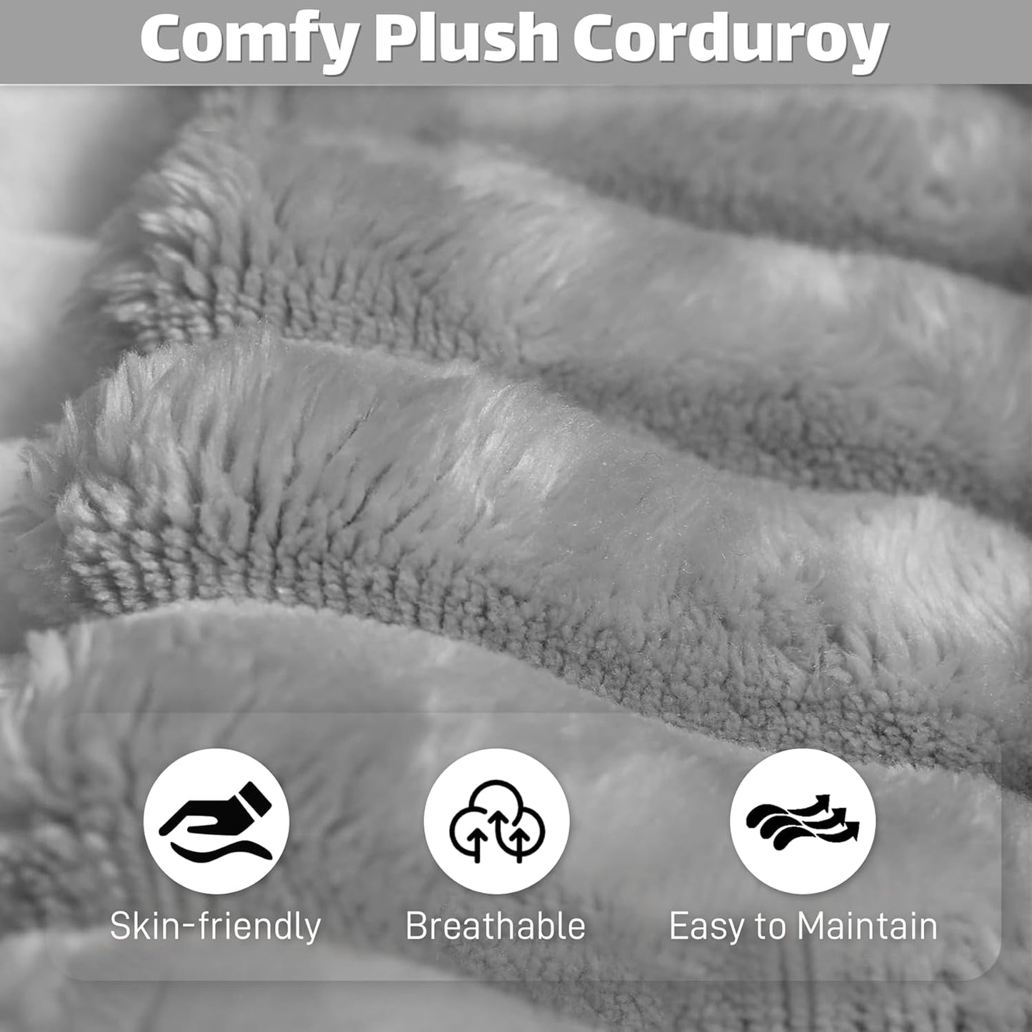 HYJT-H&K Modular Sectional Sofa Cloud Couch, 107" Comfy L Shaped Sectional Couches for Living Room, Deep Seat Memory Foam Plush Fluffy Corduroy Boneless Couch Sectionals Left Facing Sofa Chaise Grey