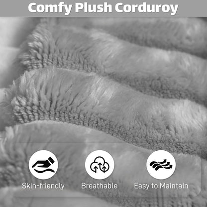 HYJT-H&K Modular Sectional Sofa Cloud Couch, 107" Comfy L Shaped Sectional Couches for Living Room, Deep Seat Memory Foam Plush Fluffy Corduroy Boneless Couch Sectionals Left Facing Sofa Chaise Grey