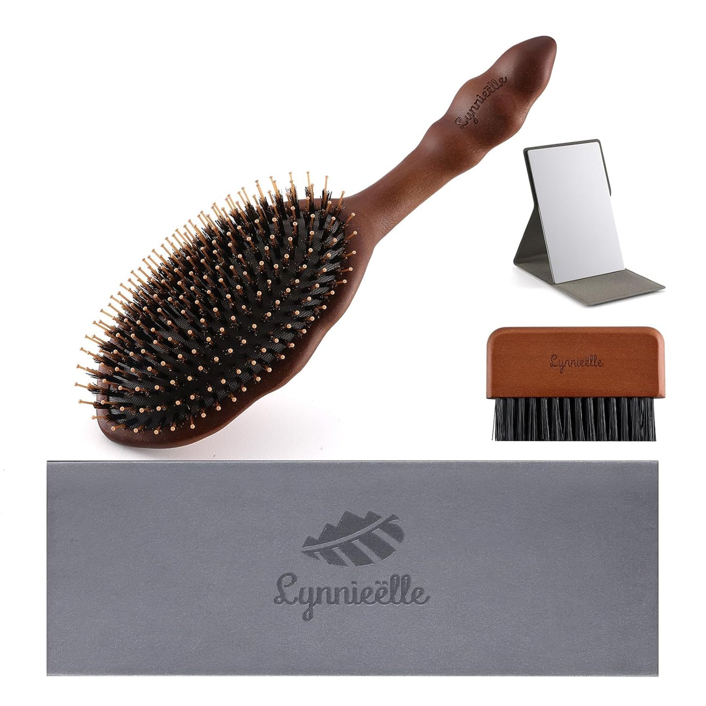 Premium Solid Wood Hair Brush, Nylon & Boar Bristle With Cushion Base, Exquisite Design, Detangling Hairbrush for all hair types