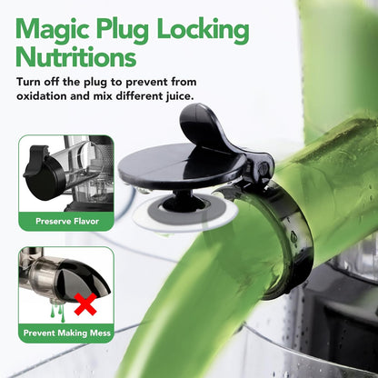 Aeitto Cold Press Juicer with Large Feed Chute, Large Capacity, Juicer Machines for Fruits and Vegetables, Slow Masticating Juicer Self Feeding, Easy to Clean, High Juice Yield