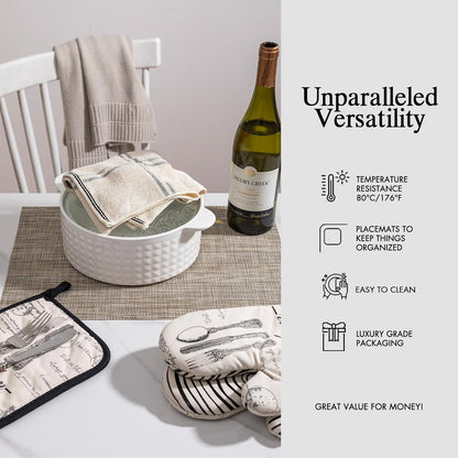 Placemats Set of 6 - Easy Clean Woven Vinyl Placemats for Dining Table, Indoor/Outdoor Place Mats, Washable PVC Table Mats（Caramel）