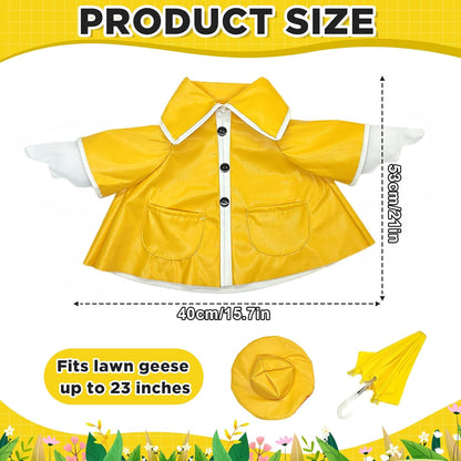 23 Inch Porch Goose Raincoat Outfit with Umbrella– Cement Goose Clothes for Porch Goose Statue, Waterproof Outdoor Goose Outfit for Lawn & Garden Decor