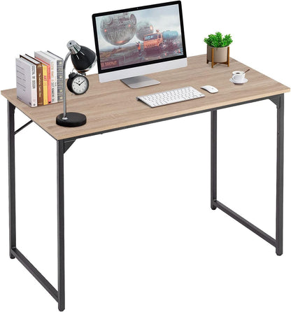 PayLessHere | 39 Inch Computer Desk | Nature | Office Desk with Metal Frame, Adjustable Feet | Water-Resistant, Scratchproof Surface | Sturdy Writing Table for Home Office or Study | Pack of 1